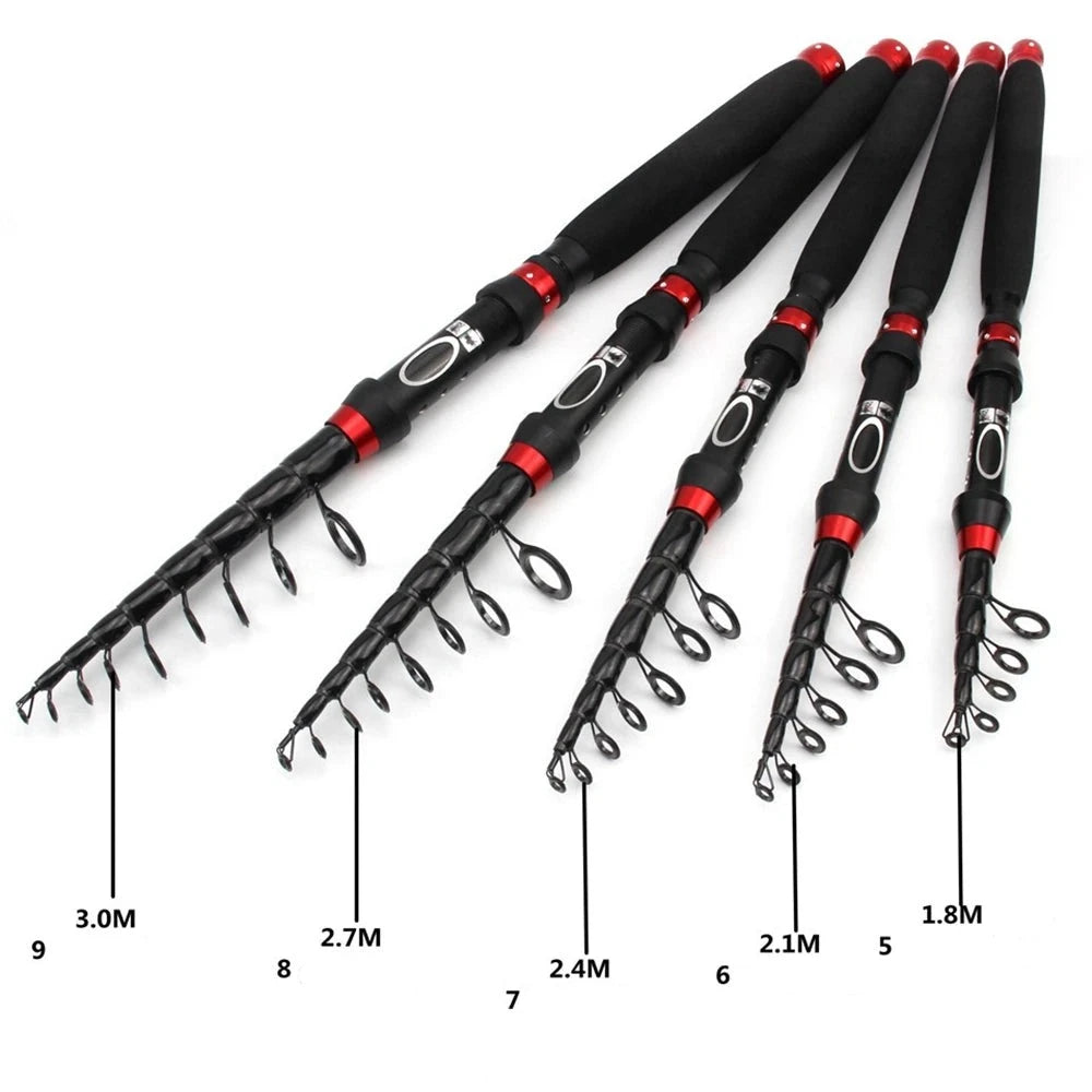 Vara Telescópica Carbon Max Pull 10kg Molinete 1.8m A 3.0m